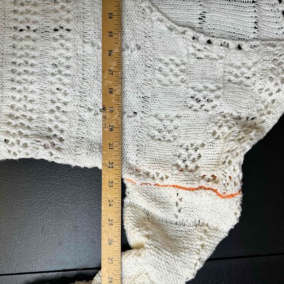 Free People White Sweater Crochet Chunky Knit Oversized Cottagecore Boho Hippie - Picture 16 of 16